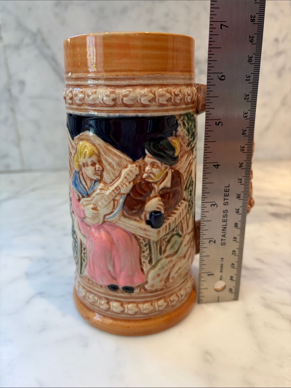 Vintage Ceramic Stein in Pink and Brown Japan - Picture 7 of 8